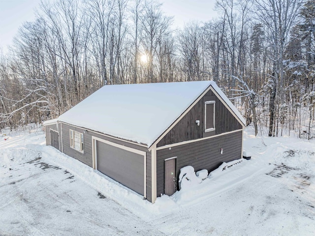 exterior space with a garage