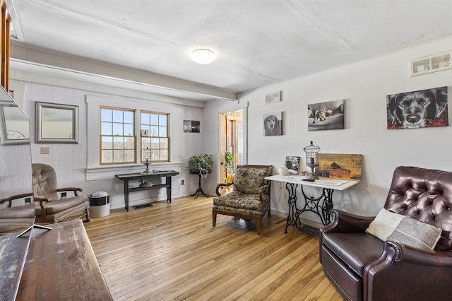 living area featuring light wood-type flooring