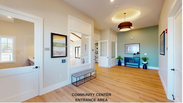 interior space with hardwood / wood-style flooring