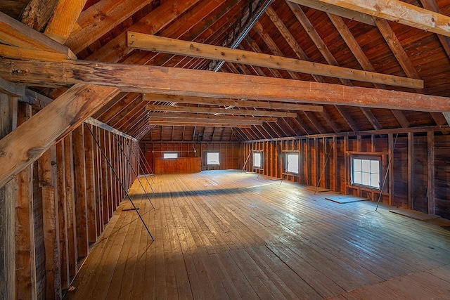 view of unfinished attic