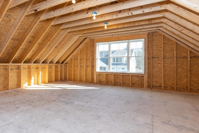 view of unfinished attic