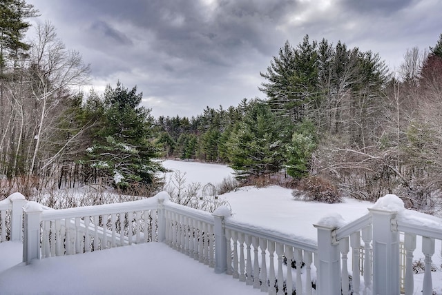 view of yard layered in snow