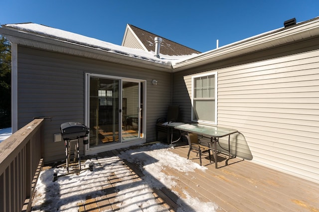 wooden deck featuring grilling area