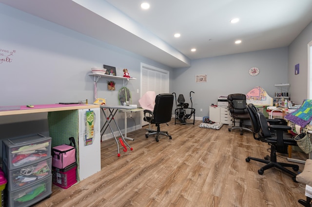 office with hardwood / wood-style floors