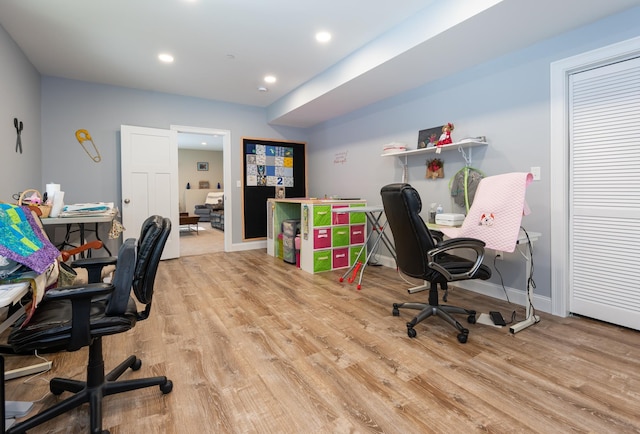 office featuring light wood-type flooring