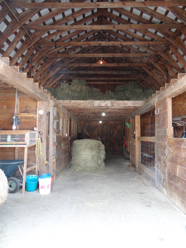 miscellaneous room featuring lofted ceiling