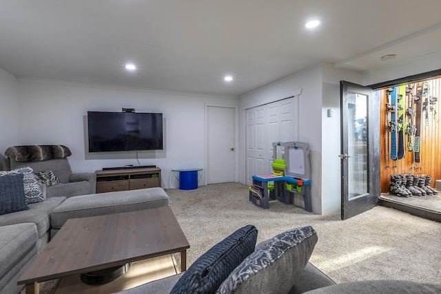 living room with carpet floors