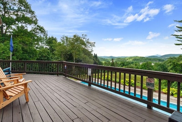 deck featuring a mountain view