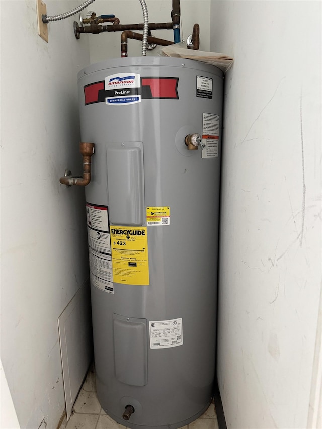 utility room featuring water heater