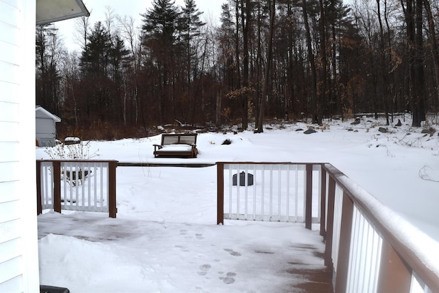 view of yard covered in snow