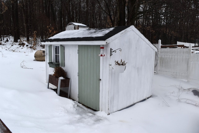 view of snow covered structure