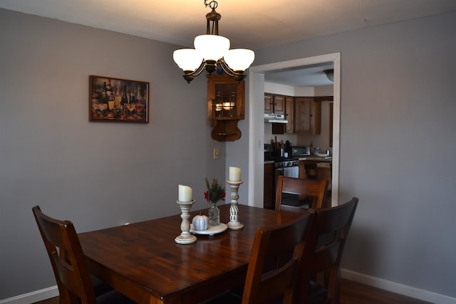 dining room with a chandelier