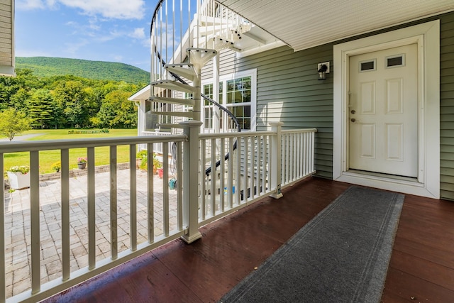 exterior space featuring a mountain view