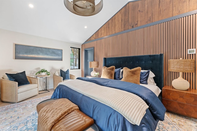 bedroom with vaulted ceiling