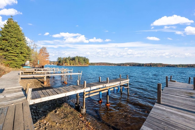 view of dock featuring a water view