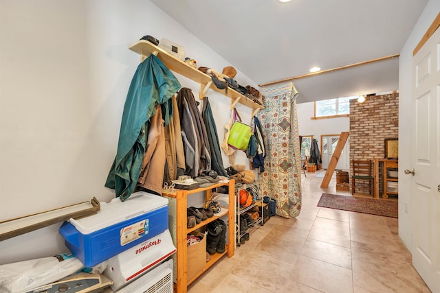 mudroom with light tile patterned floors