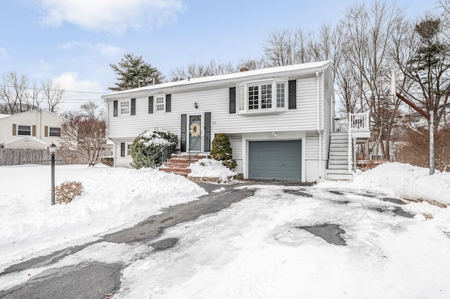 bi-level home with a garage