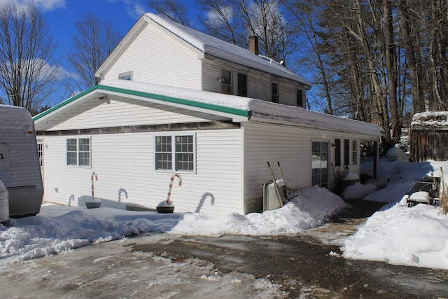 view of snow covered exterior