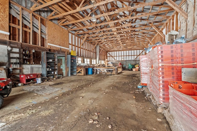 misc room with vaulted ceiling