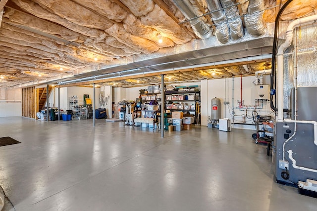 basement featuring water heater