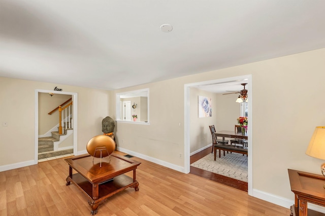 sitting room with light wood-type flooring