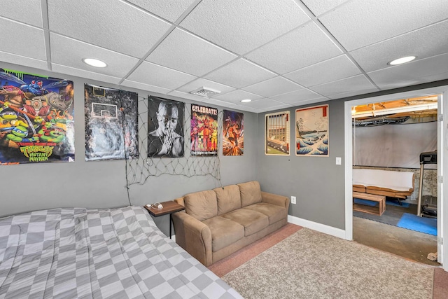 bedroom featuring a paneled ceiling