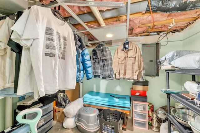 storage room featuring electric panel