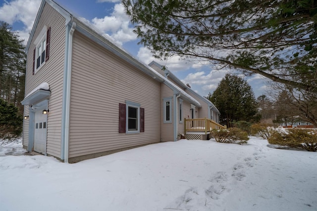 view of snow covered property