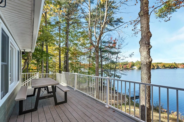 deck with a water view