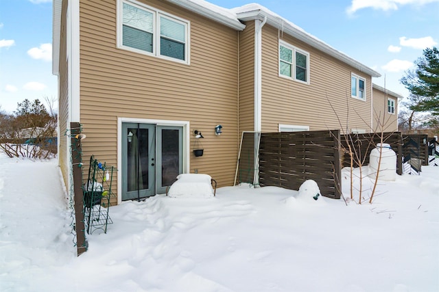 view of snow covered property