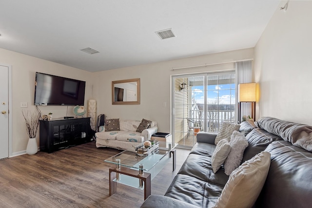 living room featuring hardwood / wood-style flooring