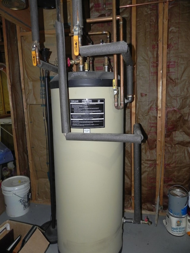 utility room featuring gas water heater