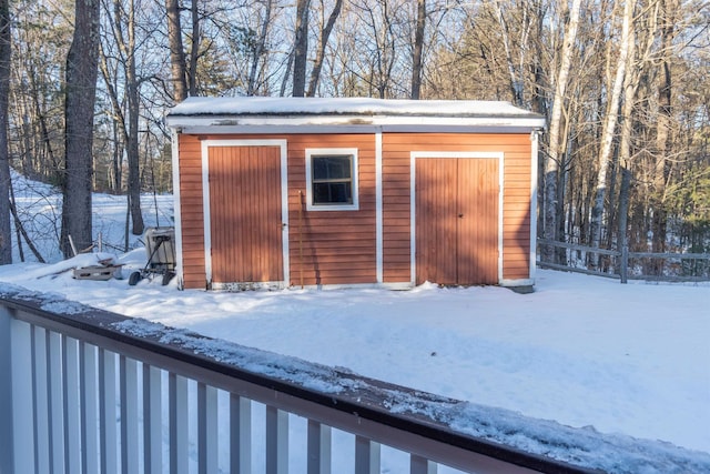 view of snow covered structure