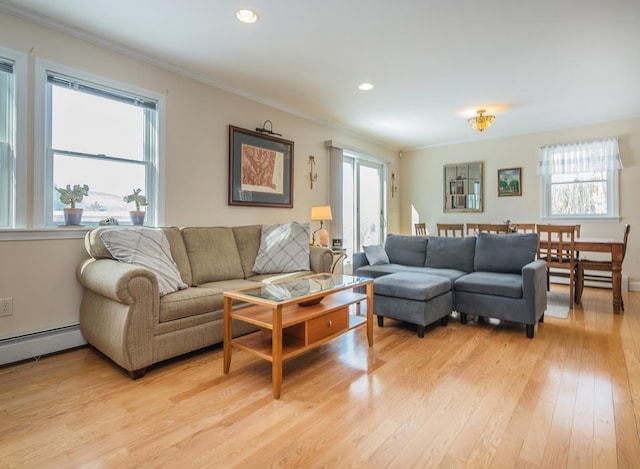 2400 Upper Cold River Rd, Shrewsbury, VT 05738 - living room with light wood-type flooring, crown molding, and plenty of natural light