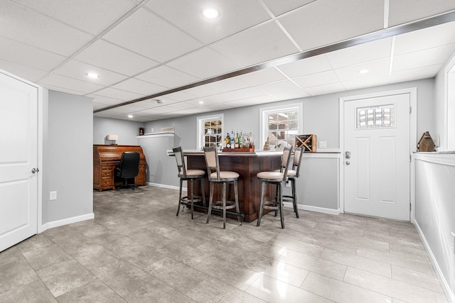 bar with a drop ceiling