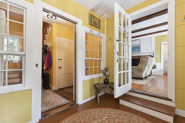 doorway to outside featuring dark hardwood / wood-style flooring