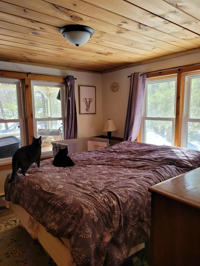 bedroom featuring wood ceiling