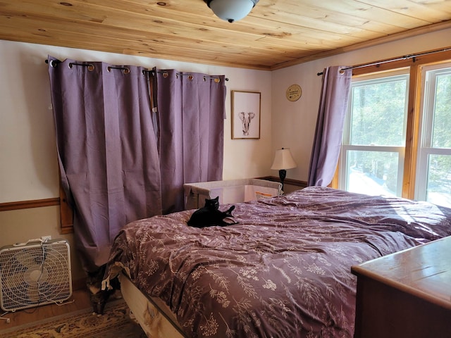 bedroom with wooden ceiling