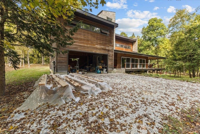 exterior space with a garage