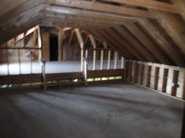 view of unfinished attic