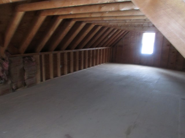 view of unfinished attic