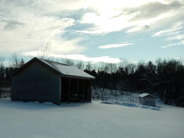 view of snow covered structure