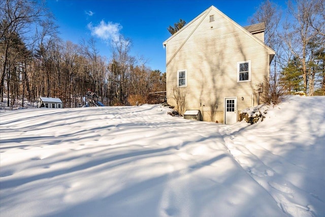 view of snowy exterior