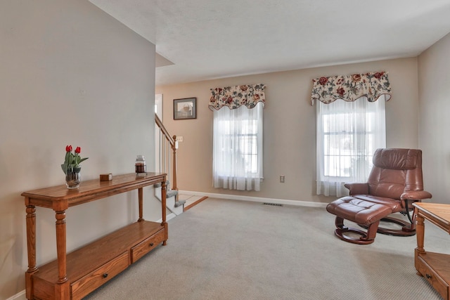 sitting room with carpet