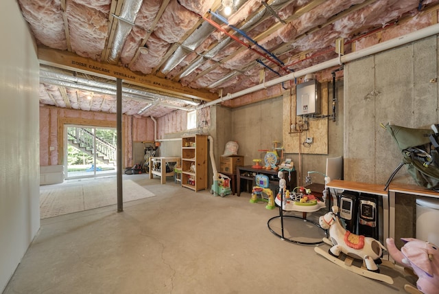 basement with water heater