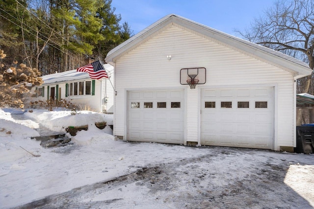 exterior space with a garage