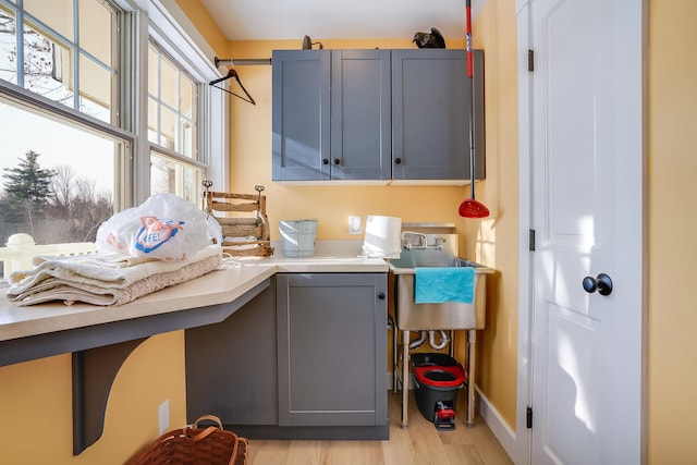 washroom with light hardwood / wood-style flooring