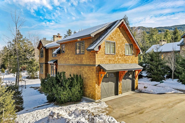 view of snow covered property