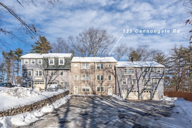 view of snow covered building