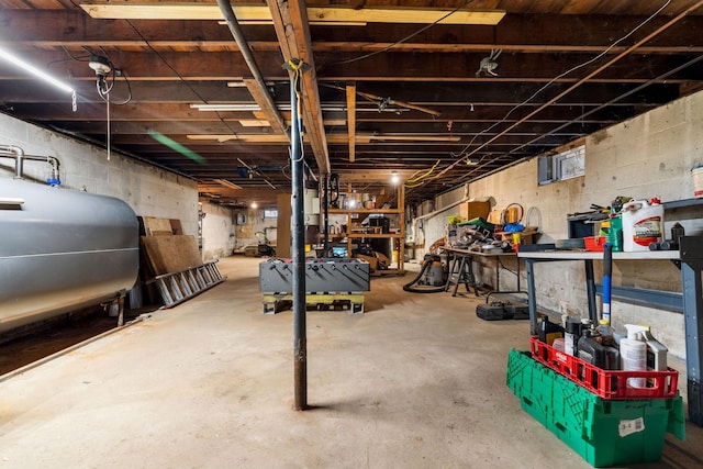 unfinished basement with heating fuel